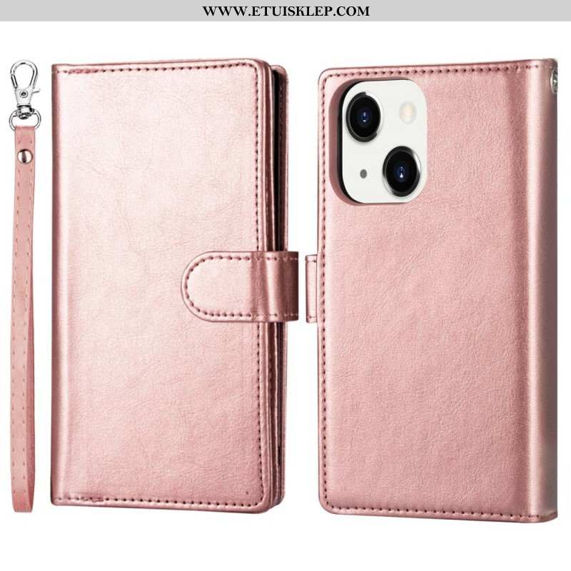 Etui Etui Folio do iPhone 14 Plus Odłączany Uchwyt Na 9 Kart